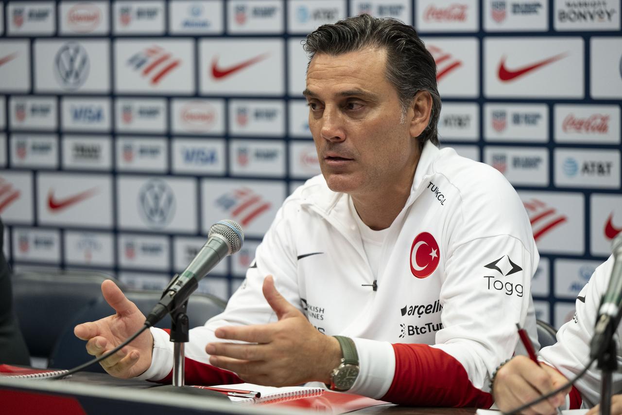 Turkish National Team head coach, Vincenzo Montella, speaks during a press conference in Hartford ahead of upcoming friendly match between Türkiye and the United States, Connecticut, USA on June 06, 2025. (AA Photo)