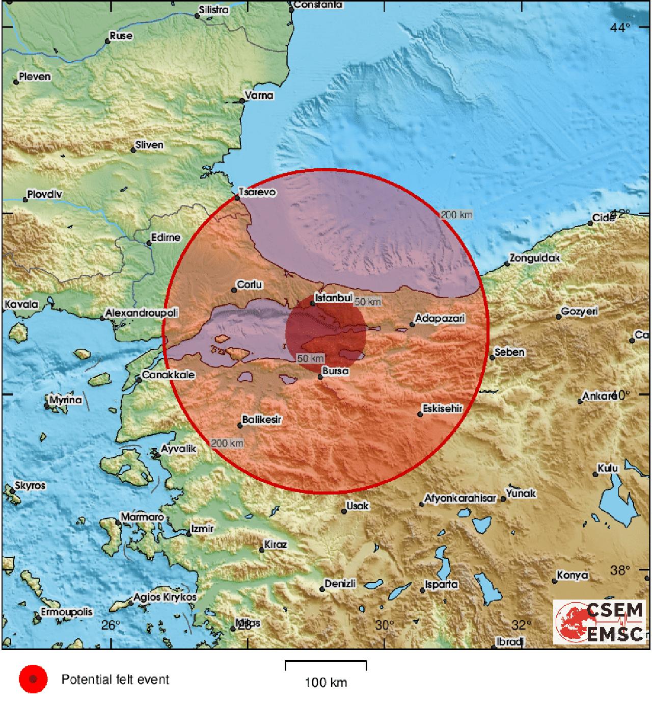 The map of the earthquake. (X/@lastquake)