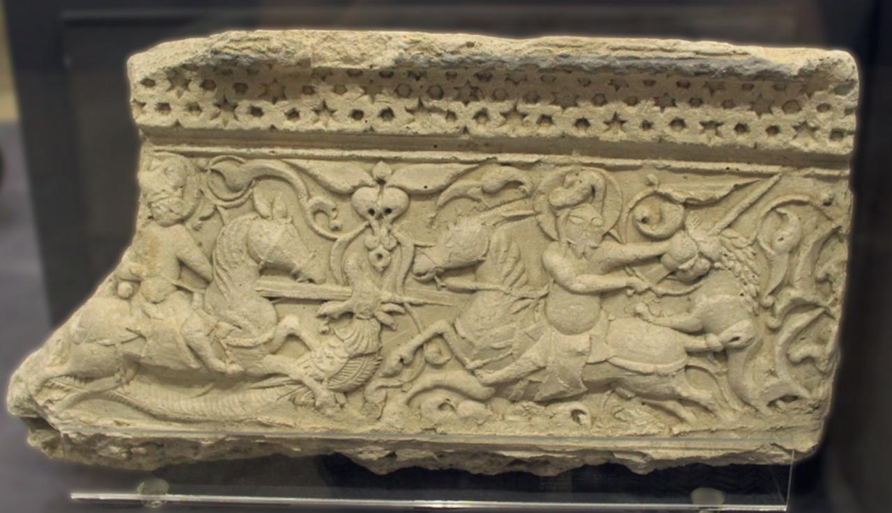 Fragment of stucco frieze attributed to Qilij Arslan II Kiosk, Konya, Türkiye, late 13th century. (Photo via Turkish and Islamic Arts Museum)
