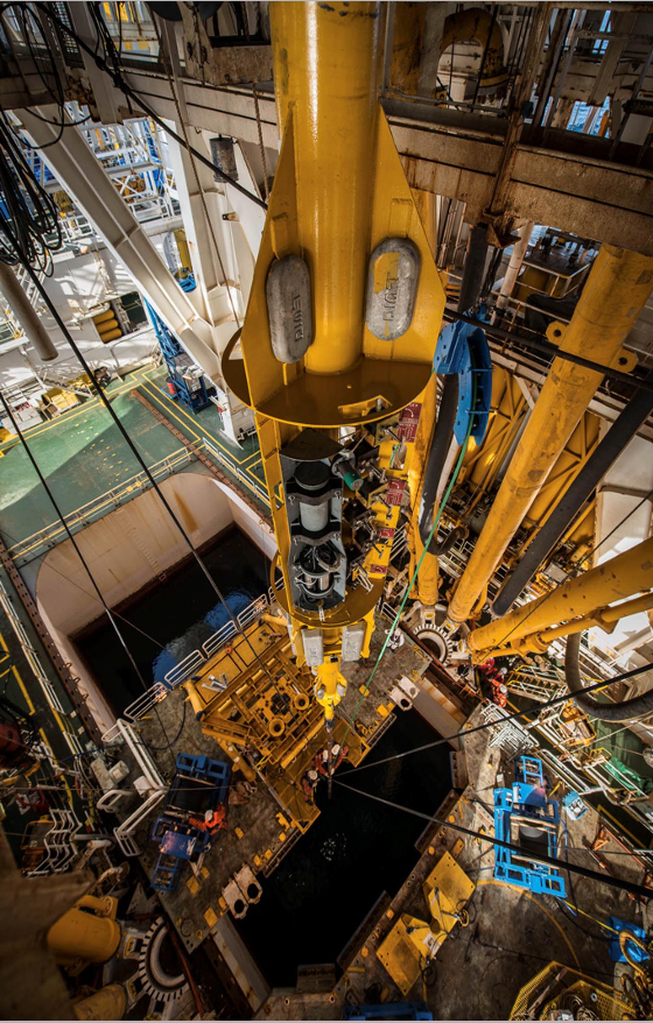Sensors being lowered into a borehole off Japan’s coast in 2016 enabled researchers to detect a slow slip earthquake in real time, Nankai Trough, Jun. 26, 2025. (Courtesy of Science Media NL)