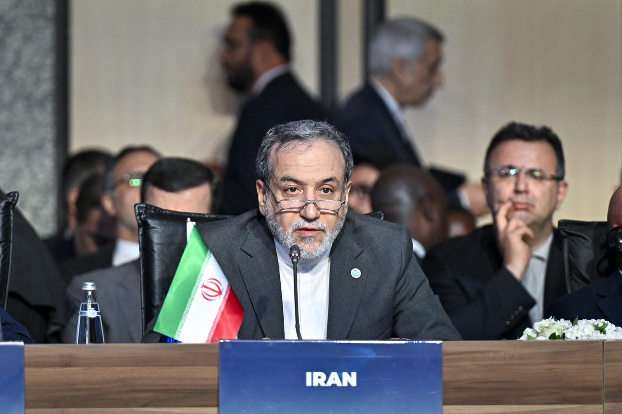 Iranian Foreign Minister Abbas Araghchi makes a speech as he attends the 51st Meeting of the Council of Foreign Ministers of the Organization of Islamic Cooperation (OIC) in Istanbul, Türkiye, on June 21, 2025. (AA Photo)