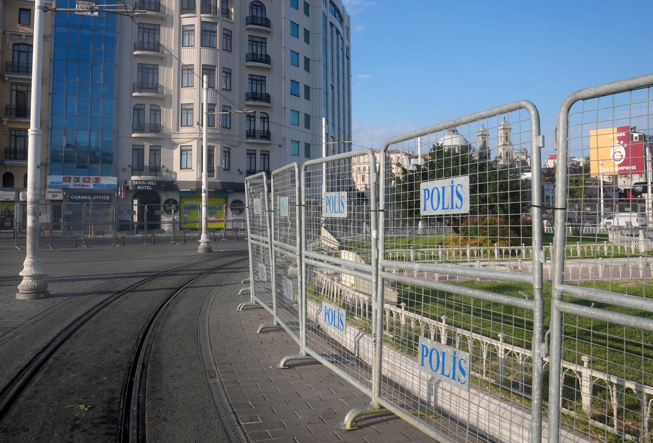 Police barriers in Istanbul, Türkiye on July 1, 2025. (AA Photo)