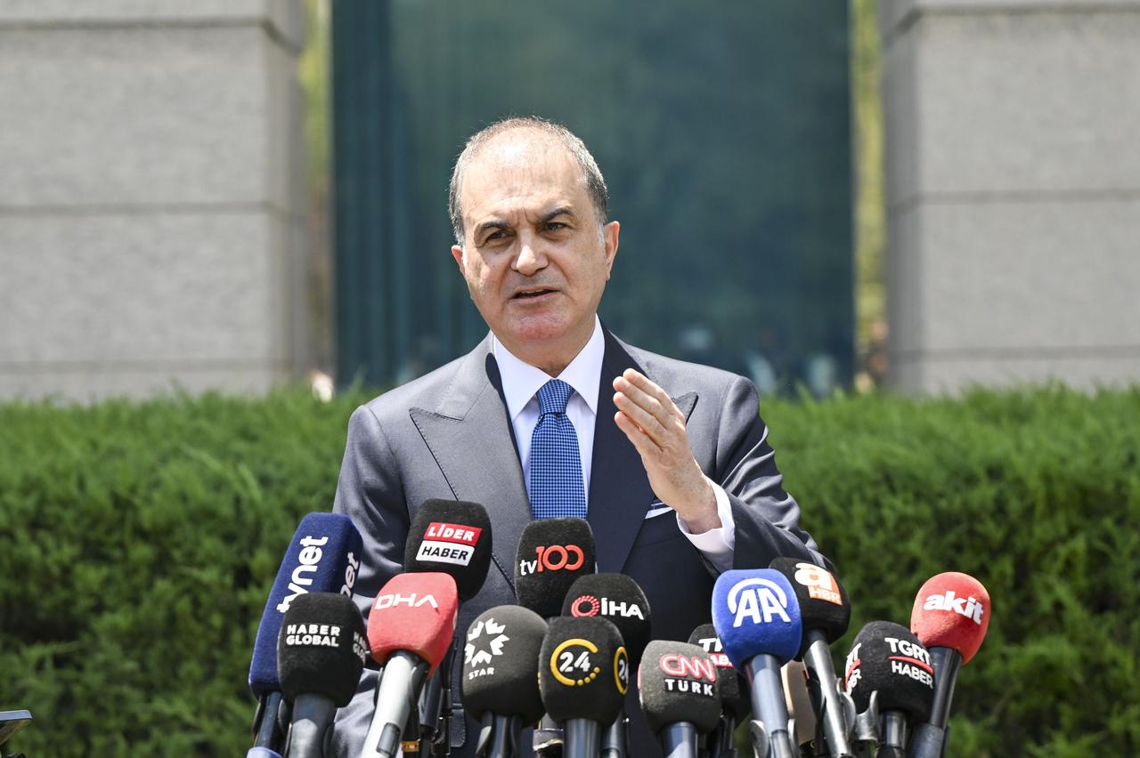 AK Party Deputy Chairman and Party Spokesperson Omer Celik speaks to press members after the consultation and evaluation meeting with MPs held at the party headquarters in Ankara, Türkiye on 1 July, 2025. (AA Photo)