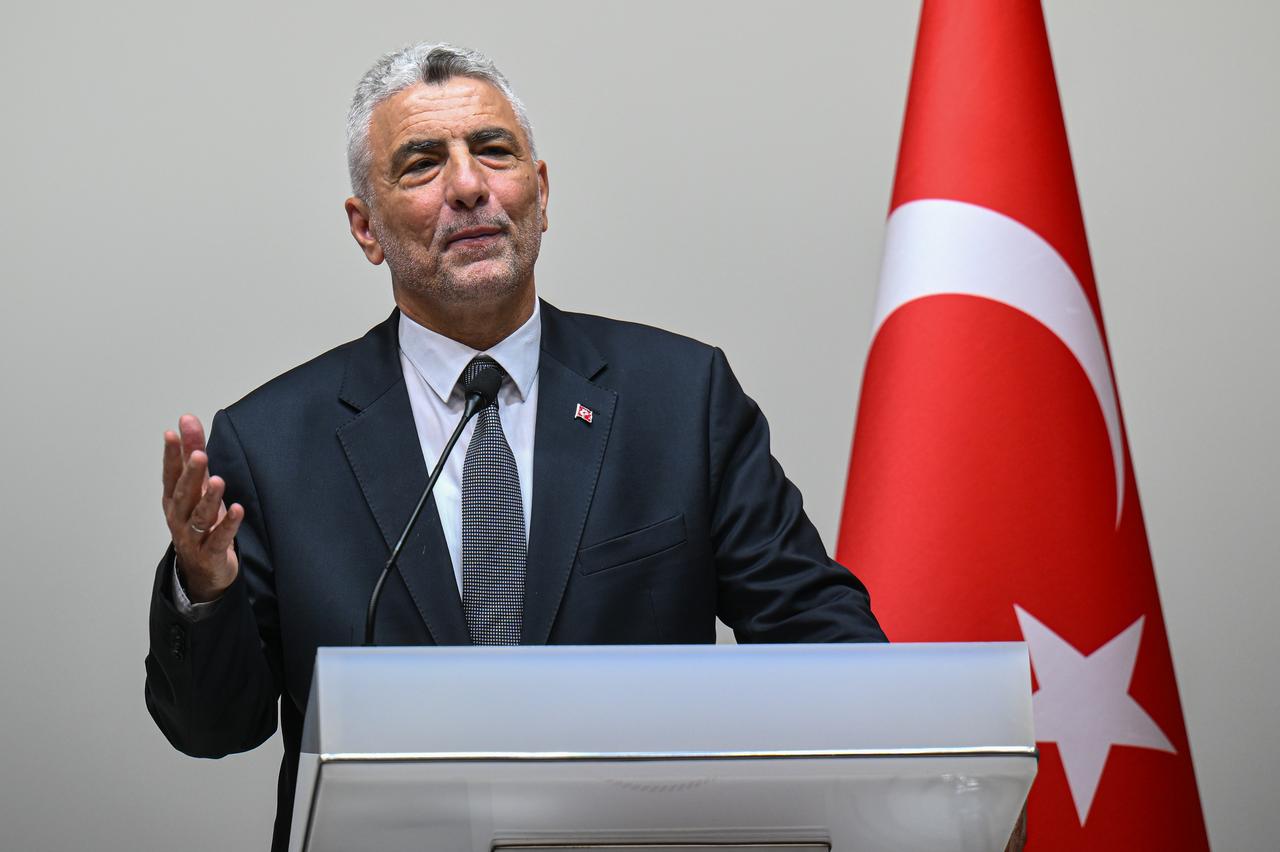 Türkiye’s Trade Minister Omer Bolat speaks during a press briefing after the Türkiye–EU High-Level Trade Dialogue at the Ministry of Trade in Ankara, Türkiye, on July 1, 2025. (AA Photo)