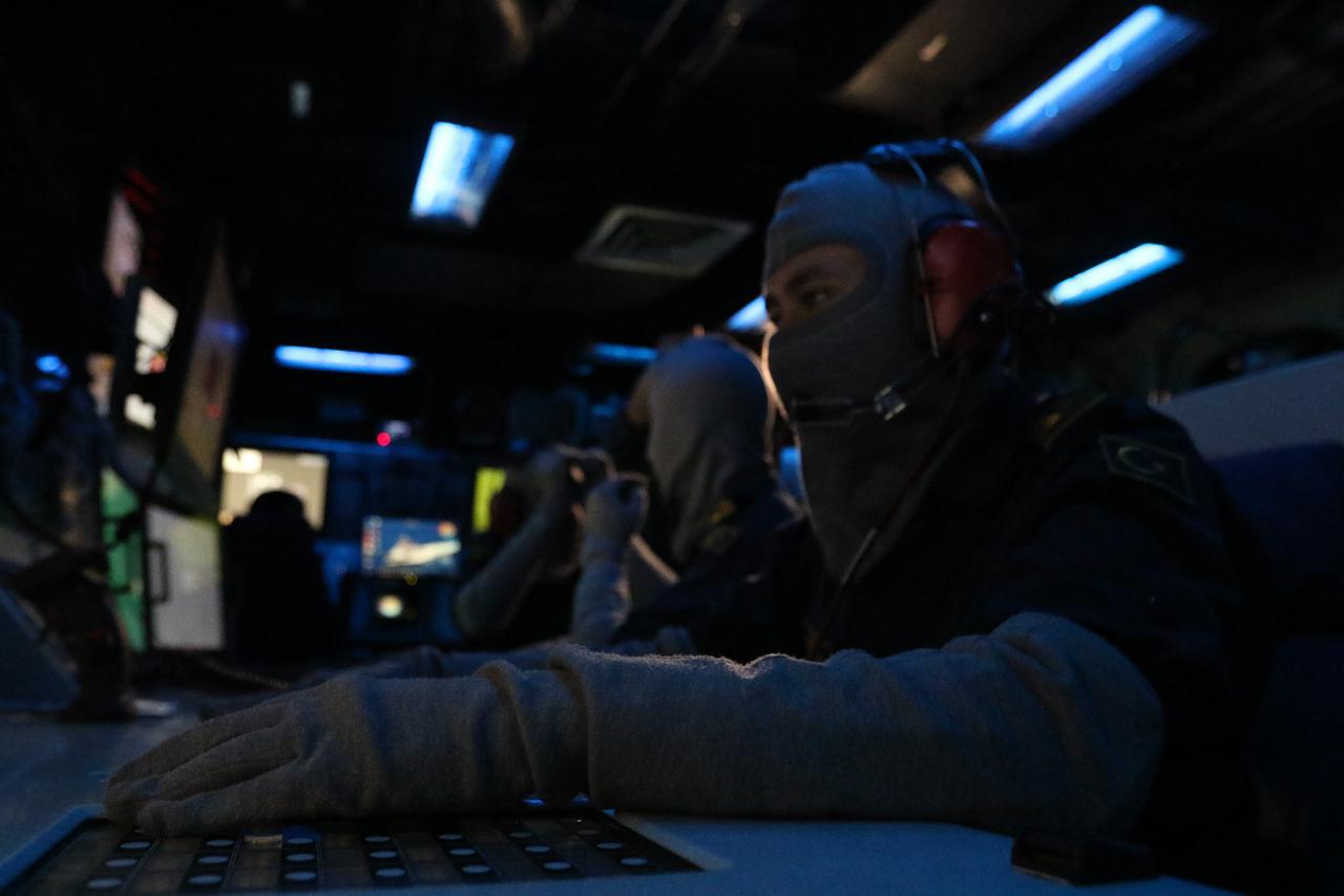 Turkish personnel at the TCG Gelibolu, one of the largest warships serving under the Turkish Naval Forces Command on 10 July, 2025. (IHA PHoto)