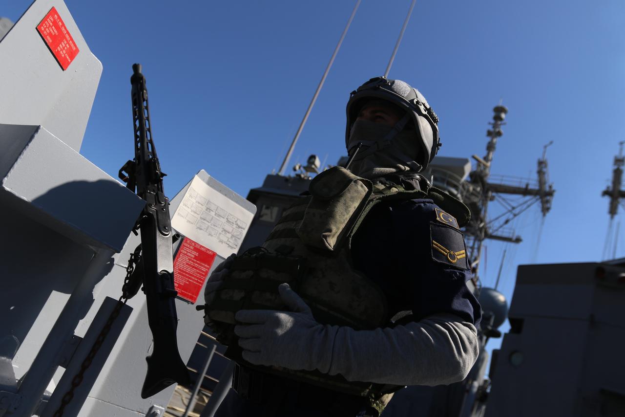 Turkish personnel at the TCG Gelibolu, one of the largest warships serving under the Turkish Naval Forces Command on 10 July, 2025. (IHA PHoto)