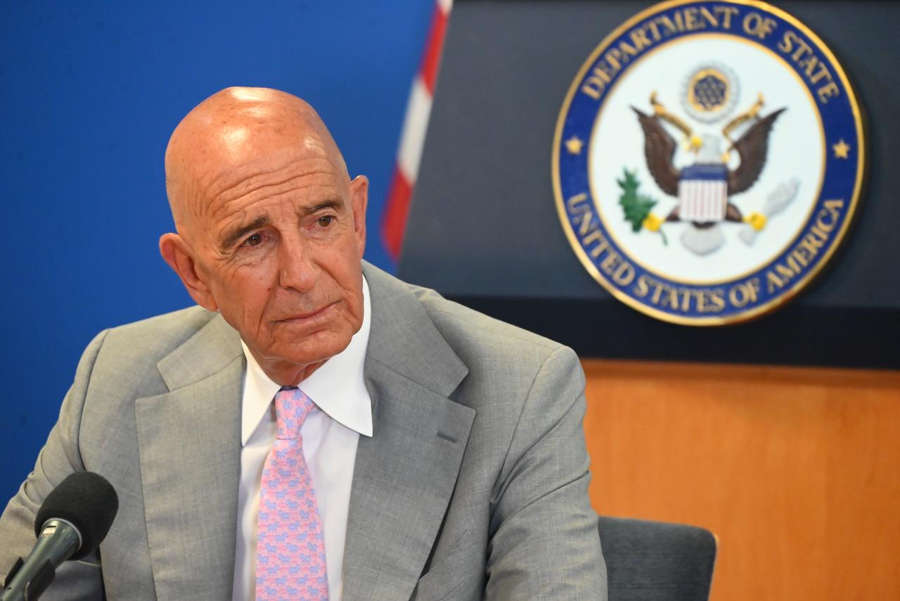 Thomas J. Barrack, U.S. Ambassador to Türkiye briefs media at the Foreign Press Centers of U.S. Department of State in New York City, United States, on July 11, 2025. (AA Photo)