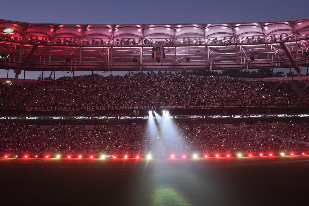 Besiktas signs a contract with Orkun Kokcu as fans fill the Tupras Stadium in Istanbul, Türkiye on July 12, 2025. (AA Photo)