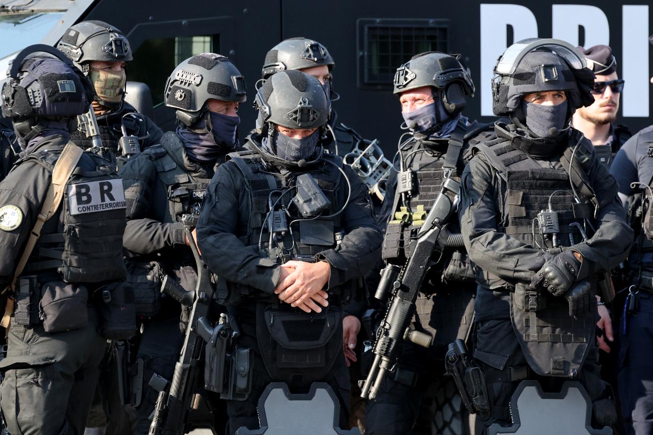 Members of the French Brigade de Recherche et d'Intervention (BRI - Research and Intervention Brigade) police unit in Paris on July 14, 2025. (AFP Photo)