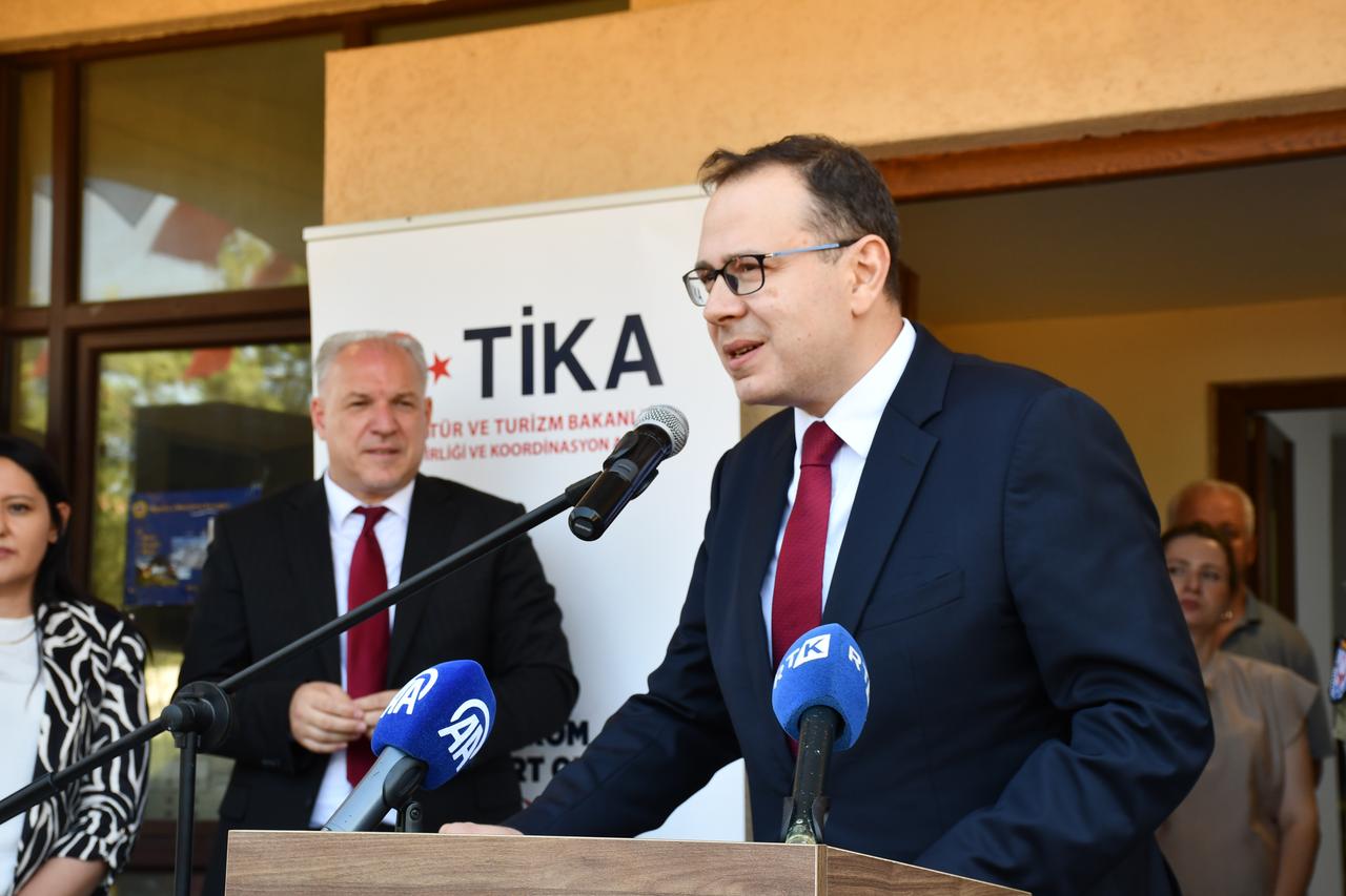 Türkiye’s Ambassador to Pristina, Sabri Tunc Angili, delivered a speech during the ceremony. (AA Photo)