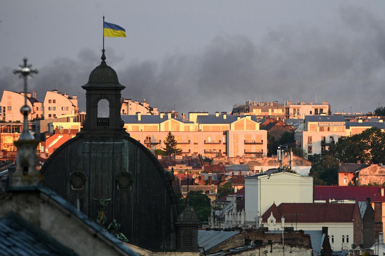 Smoke billows following mass Russian drone and missile strikes, in Lviv, western Ukraine, July 12, 2025. (AFP Photo)