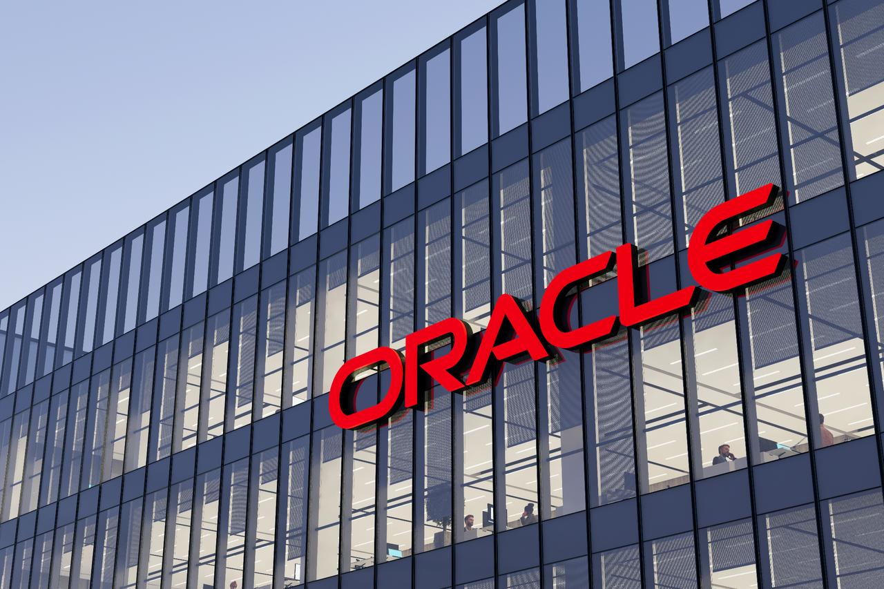 Oracle logo displayed on the glass facade of headquarters in Austin, Texas, United States, May 2, 2022. (Adobe Stock Photo)