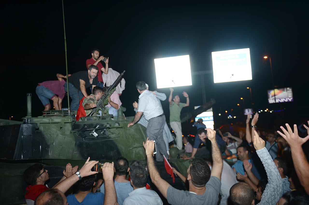 People react against military coup attempt, in Istanbul, Türkiye on July 16, 2016. (AA Photo)