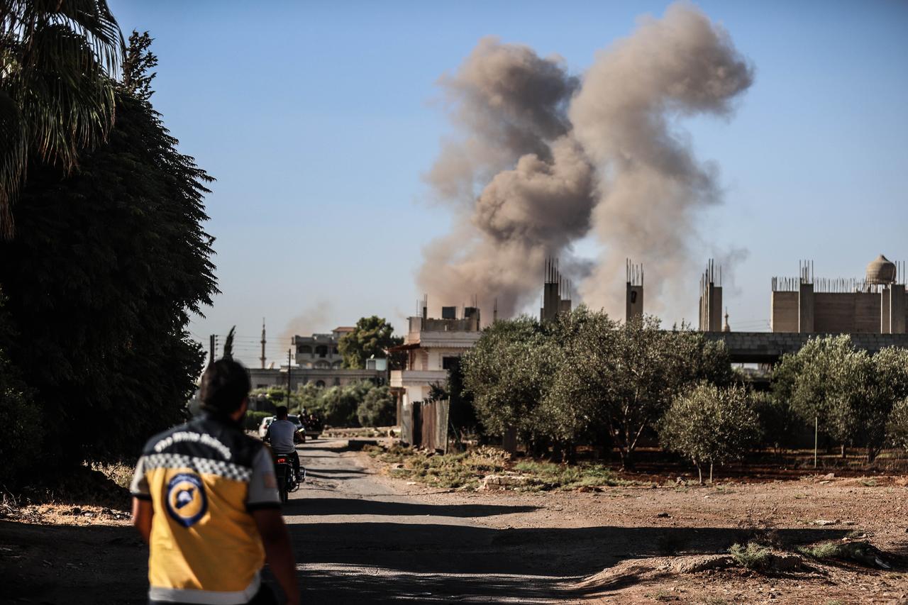 Smoke rises after Israeli warplanes launched airstrikes targeting southern Syria’s Sweida governorate, July 15, 2025. (AA Photo)