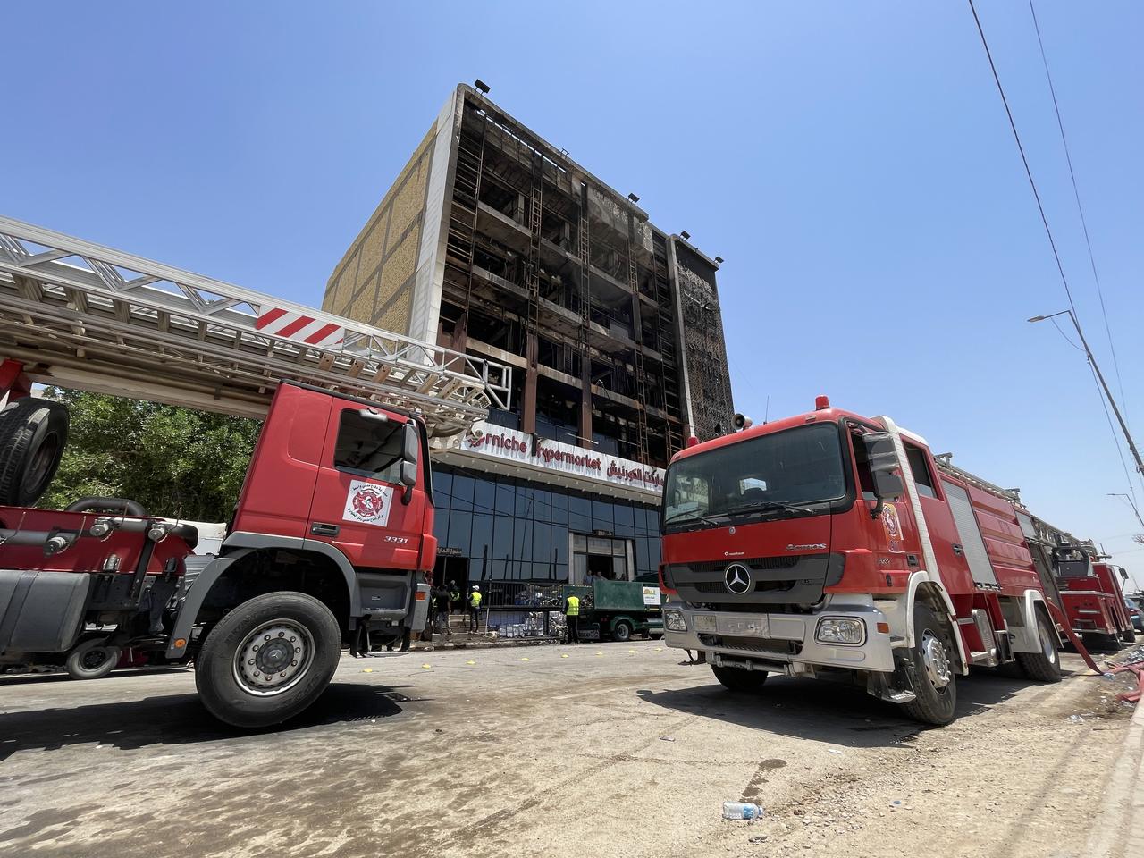 A view of the destroyed shopping center after blaze broke out in Kut, the capital of Wasit governorate, south of Baghdad, Iraq, July 17, 2025. (AA Photo)