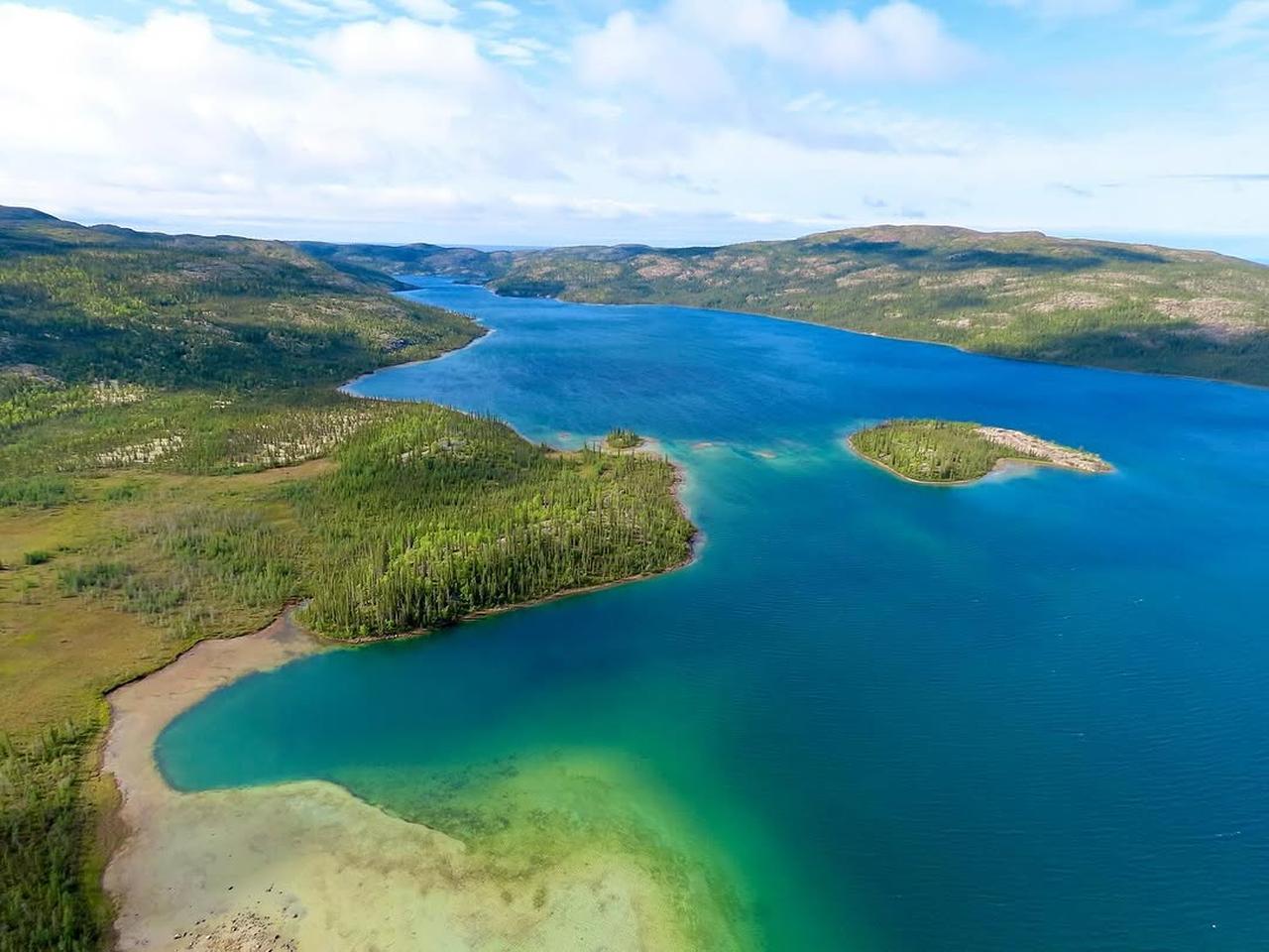 An aerial view of the Great Bear Lake in the Northwest Territories, Canada, September 5, 2024. (Photo via Instagram / @spectacularnwt)