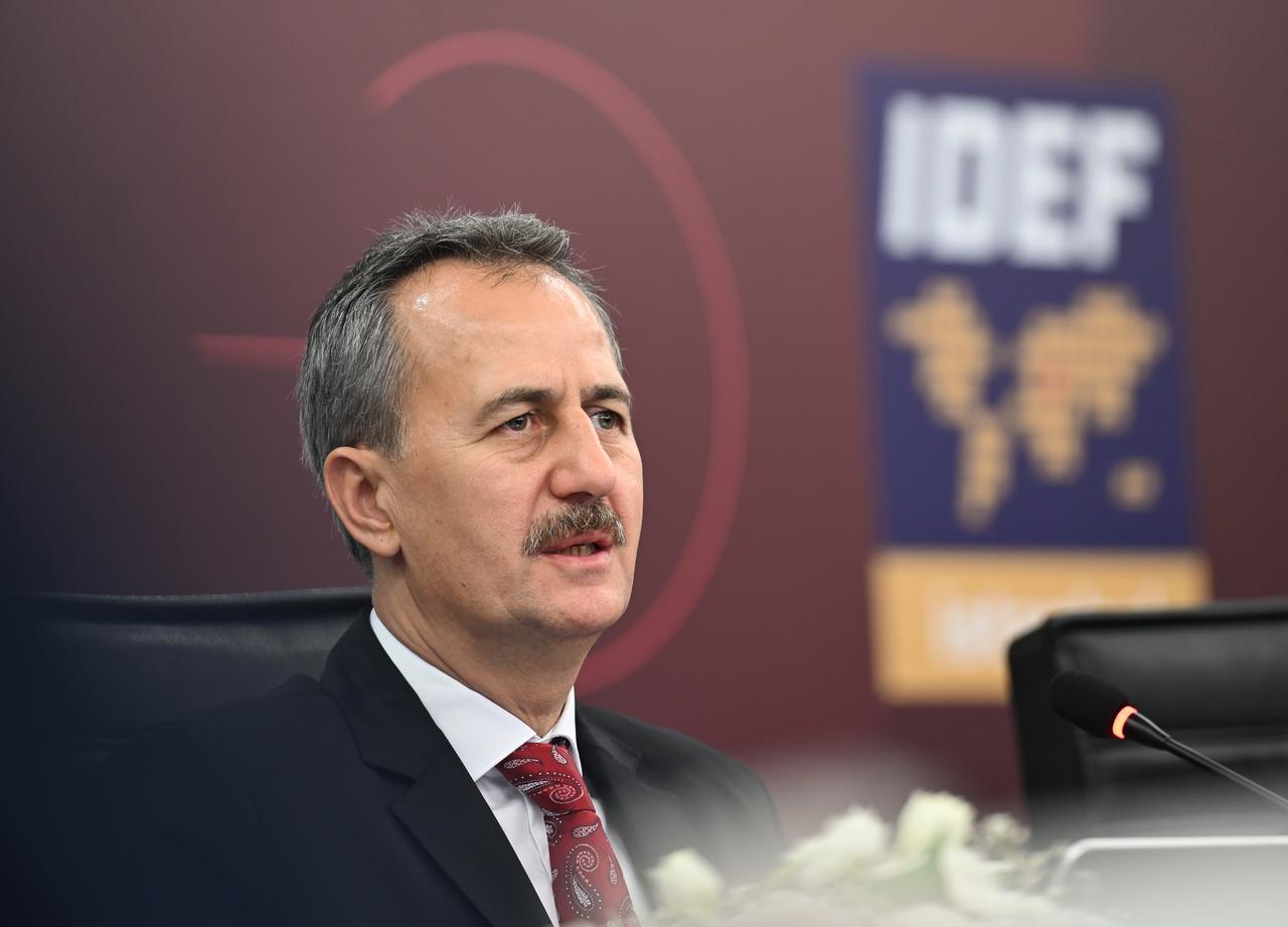 Haluk Gorgun, President of the Turkish Presidency of Defense Industries (SSB) speaking in Istanbul, Türkiye on 18 July, 2025. (AA Photo)