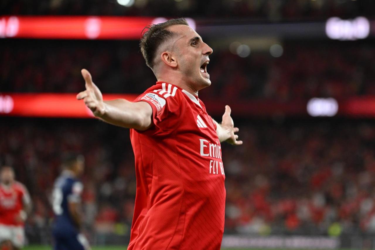 Turkish national footballer Kerem Akturkoglu, who made his debut with Benfica, enjoyed a goal, September 14, 2024. (AA Photo )