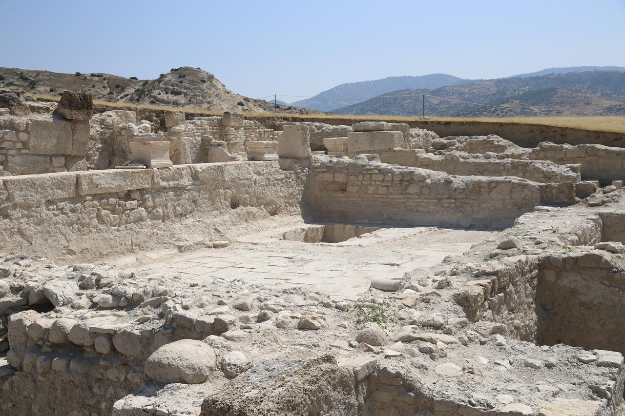 Fish pool of an ancient villa spanning 1,500 square meters uncovered during excavation works at Tripolis ancient city, Buldan district, Denizli, Türkiye, July 18, 2025. (AA Photo)