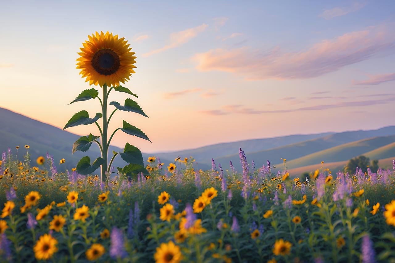 An illustration photo of a sunflower blooming in a lavender field, accessed on June 30, 2025 (Adobe stock )