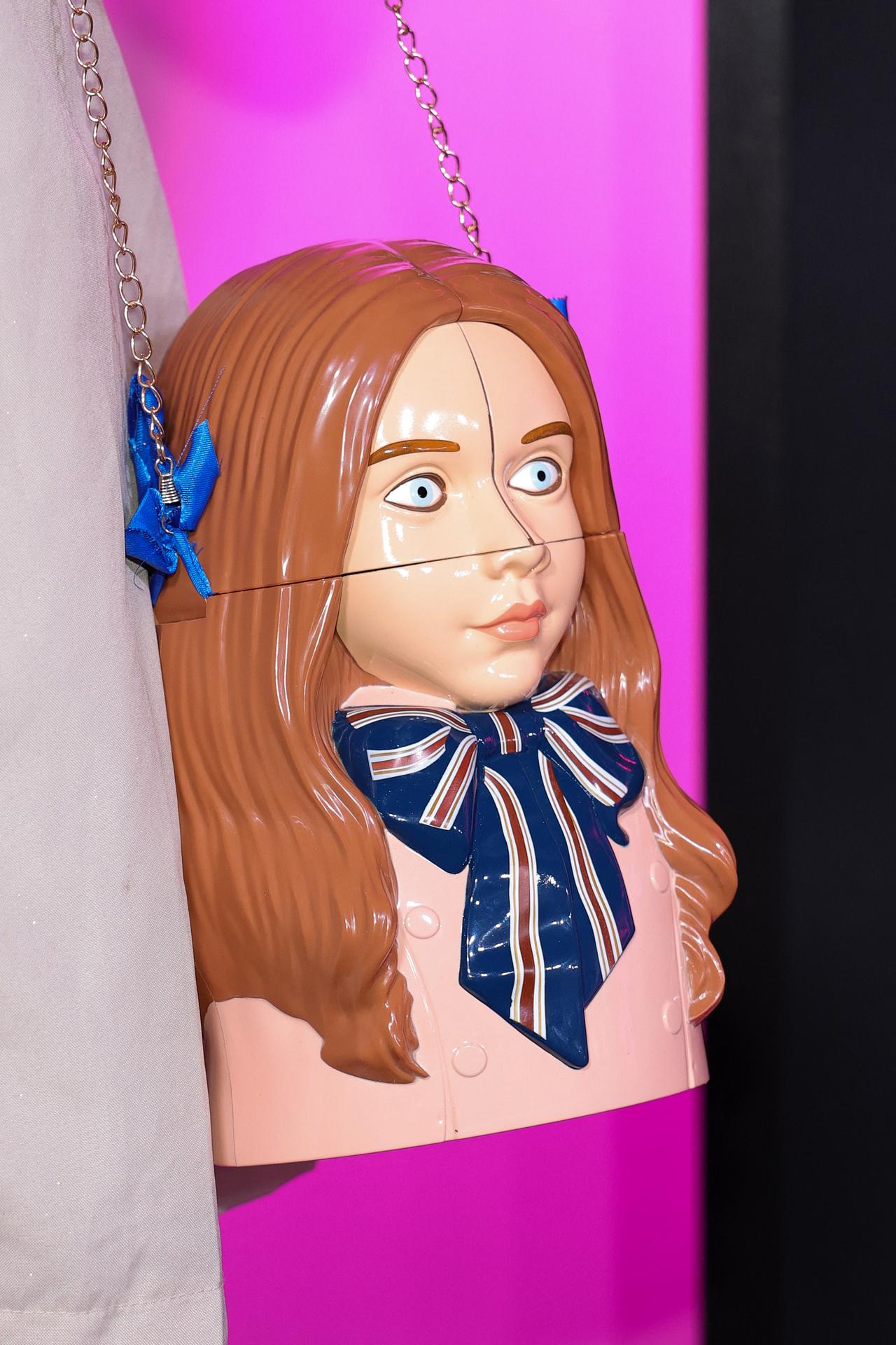 Lillian Hope showcases her bag detail while attending the "M3GAN 2.0" premiere at AMC Lincoln Square 13 in New York City on June 24, 2025. (Getty Images via AFP)