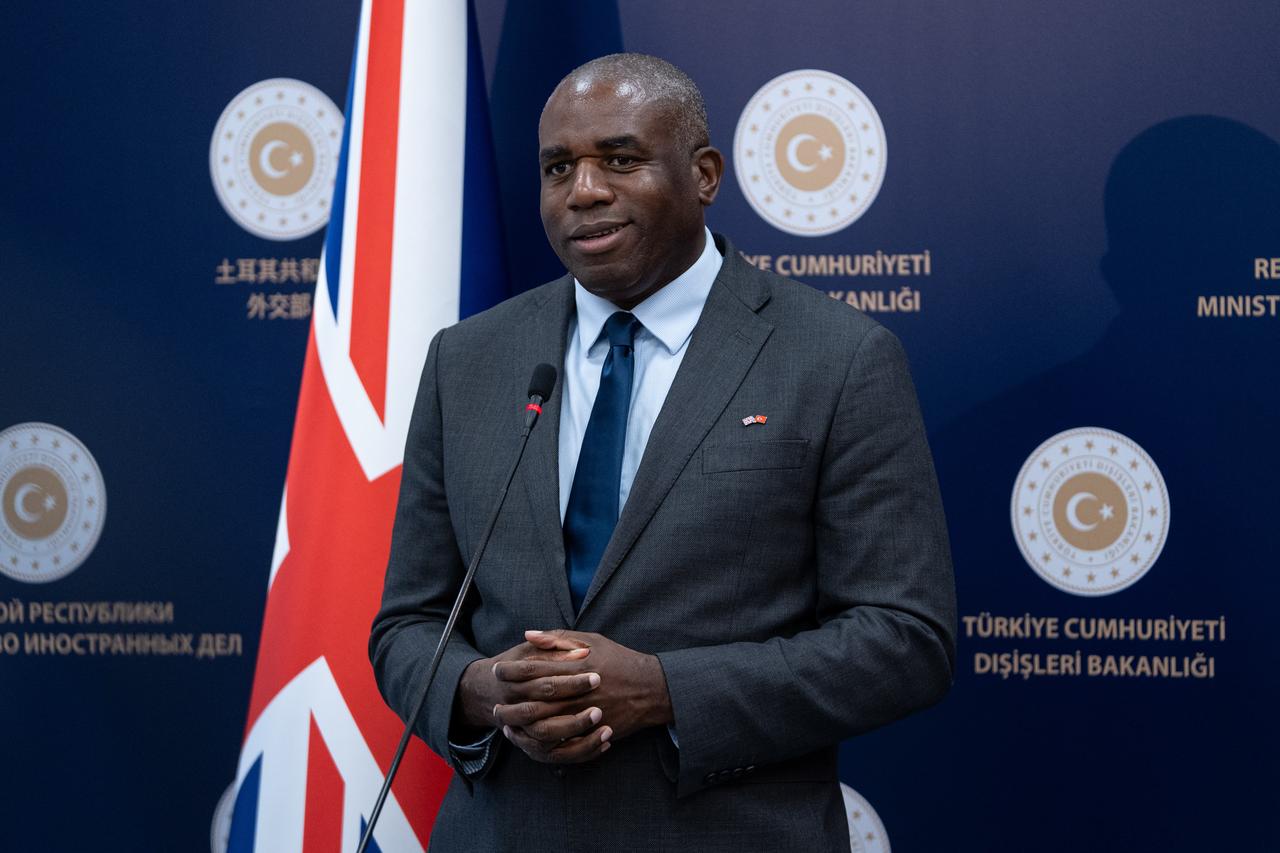 ANKARA, TURKIYE - JUNE 30: Turkish Foreign Minister Hakan Fidan (not seen) and UK Foreign Secretary David Lammy hold a joint press conference after their meeting in Ankara, Turkiye on June 30, 2025. ( Arman Önal - Anadolu Agency )