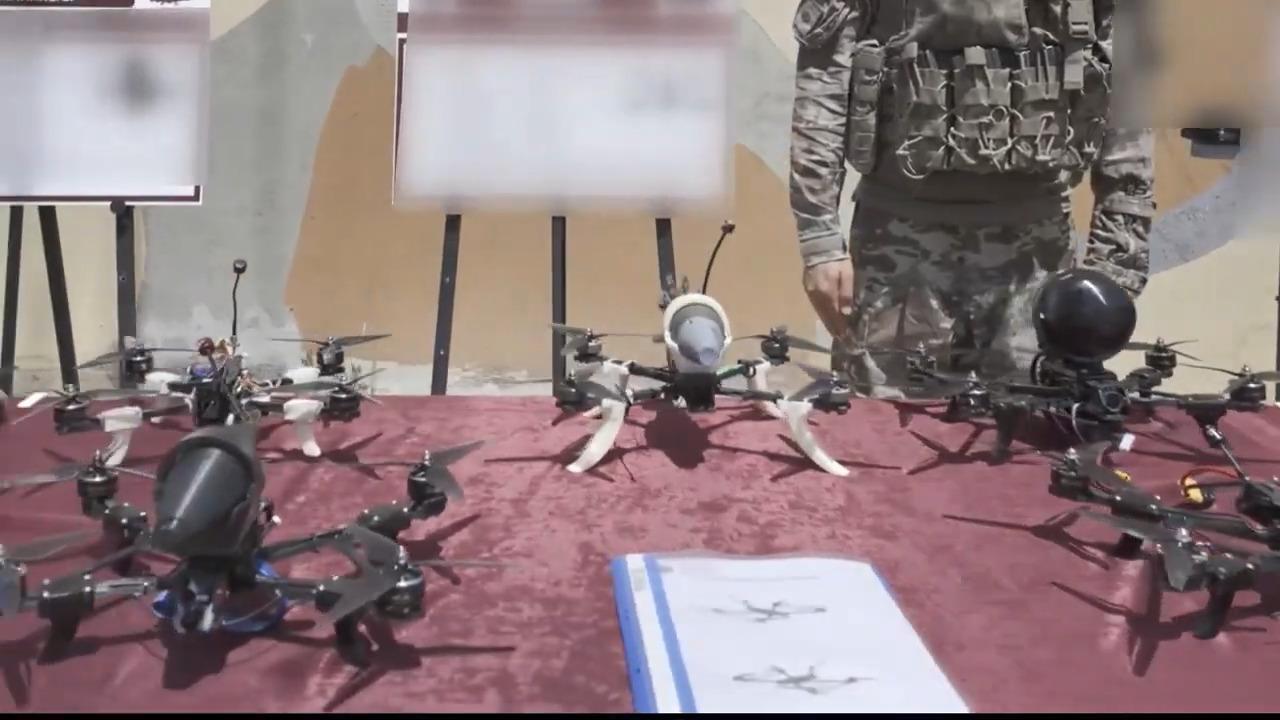 Turkish Special Forces display the Bazna kamikaze FPV drone and other FPV drones with various warheads during the Anadolu-2025 Special Forces Exercise accessed on July 3, 2025. (Photo via YouTube/@TCTurkSilahliKuvvetleri)