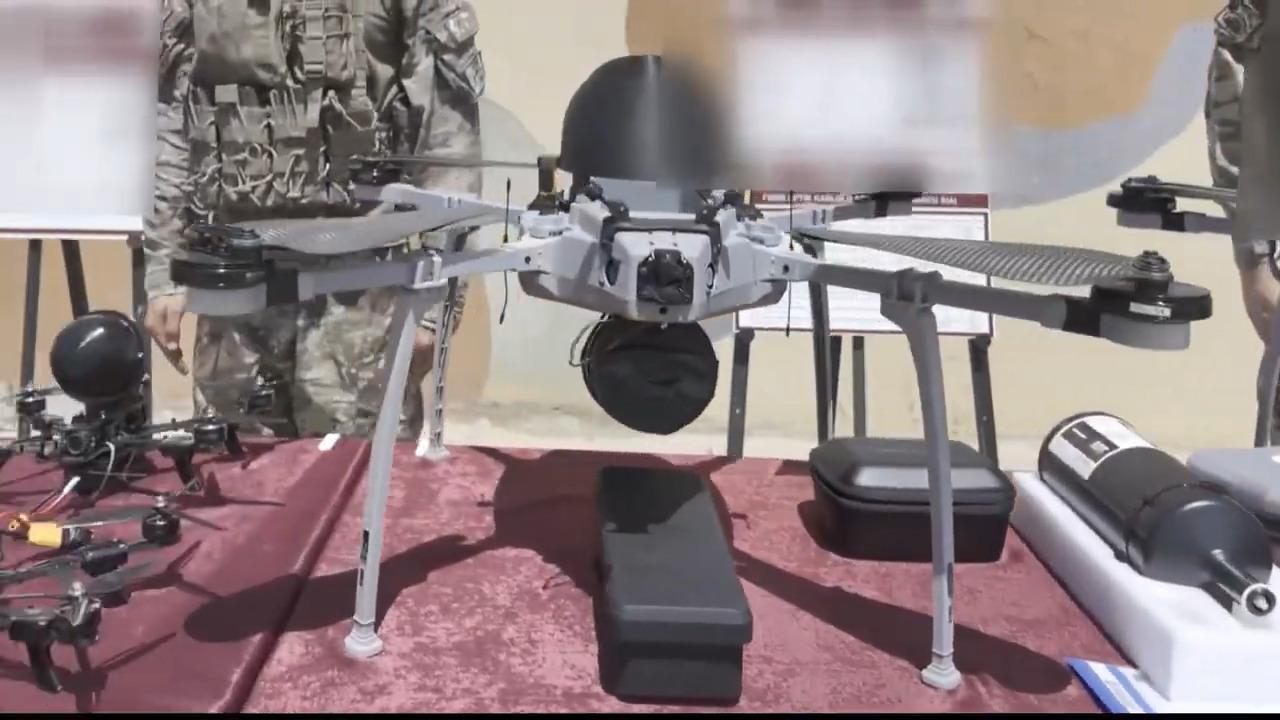 Turkish Special Forces display the Aselsan SERCE-3 drone and other drones with various warheads during the Anadolu-2025 Special Forces Exercise accessed on July 3, 2025. (Photo via YouTube/@TCTurkSilahliKuvvetleri)