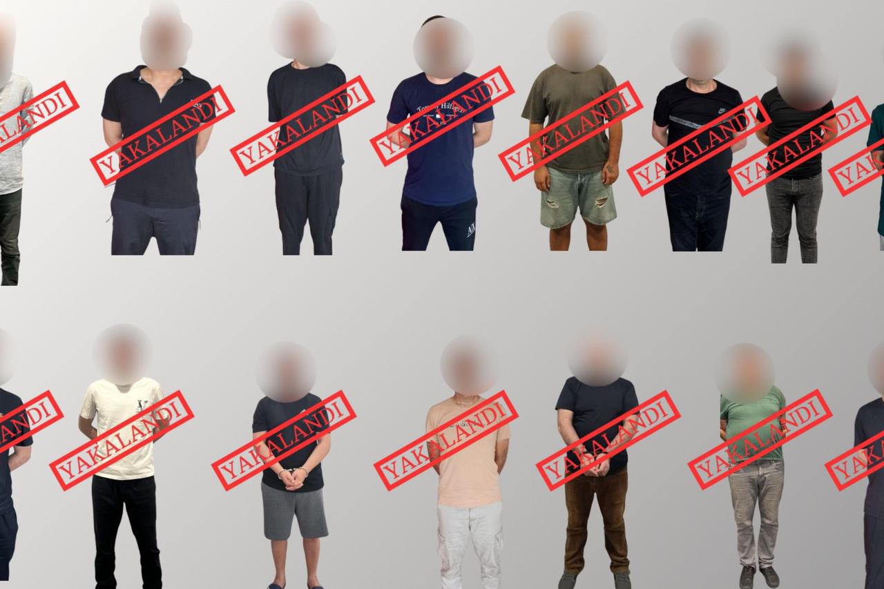 Photos of suspects wearing vests labeled  Yakalandi  (Caught). (@aliyerlikaya via X)