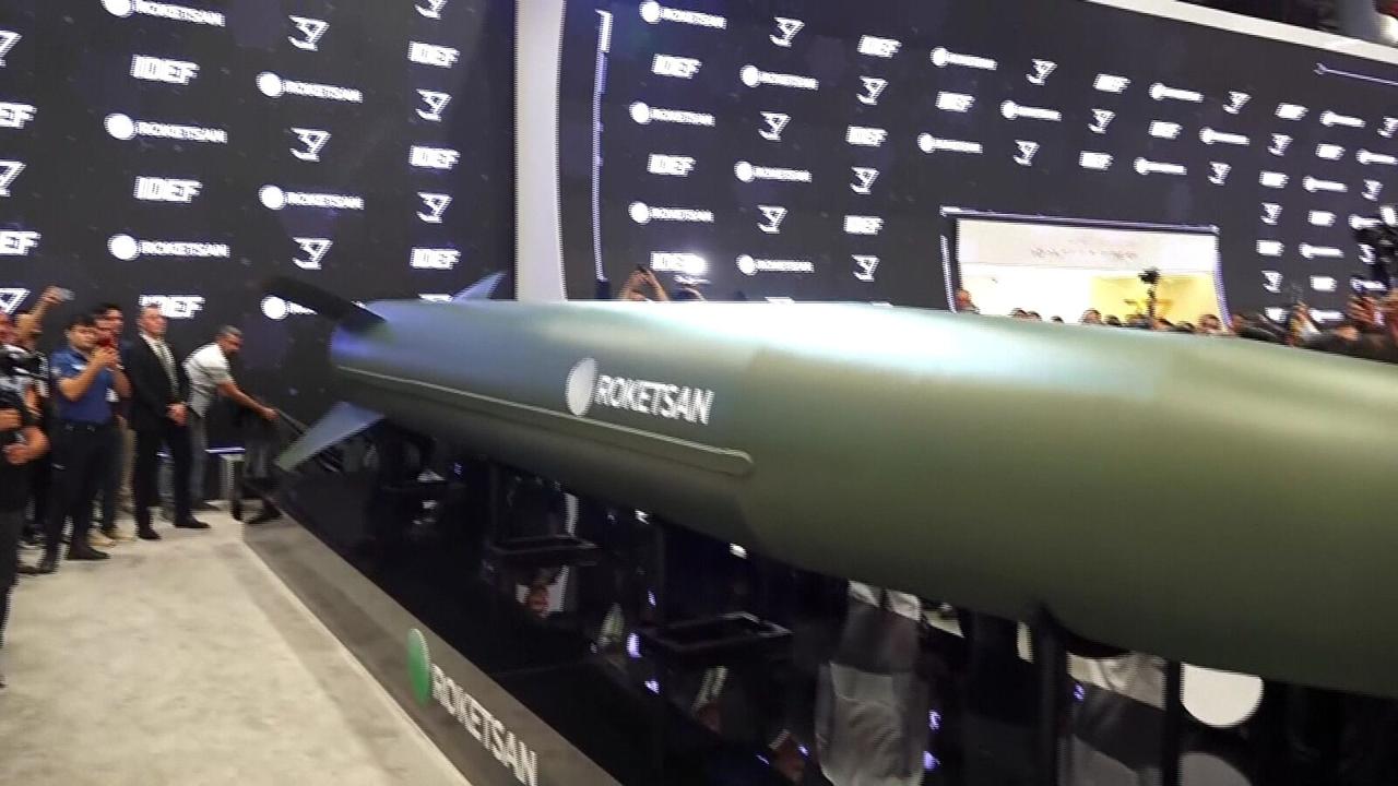 Photo shows Türkiye first hypersonic ballistic missile, the Tayfun Block 4, on the opening day of the International Defense Industry Fair (IDEF) 2025 in Istanbul, Türkiye on July 22, 2025. (Photo via  Turkiyegazetesicomtr)