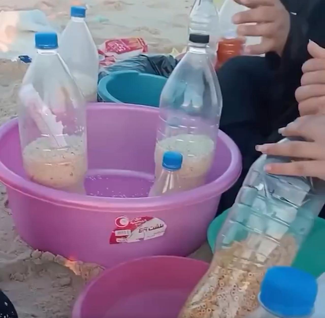 A screenshot from a social media video shows an Egyptian family preparing aid to send to Gaza by sea, July 25, 2025. (Photo by Rasd Network @RassdNewsN)