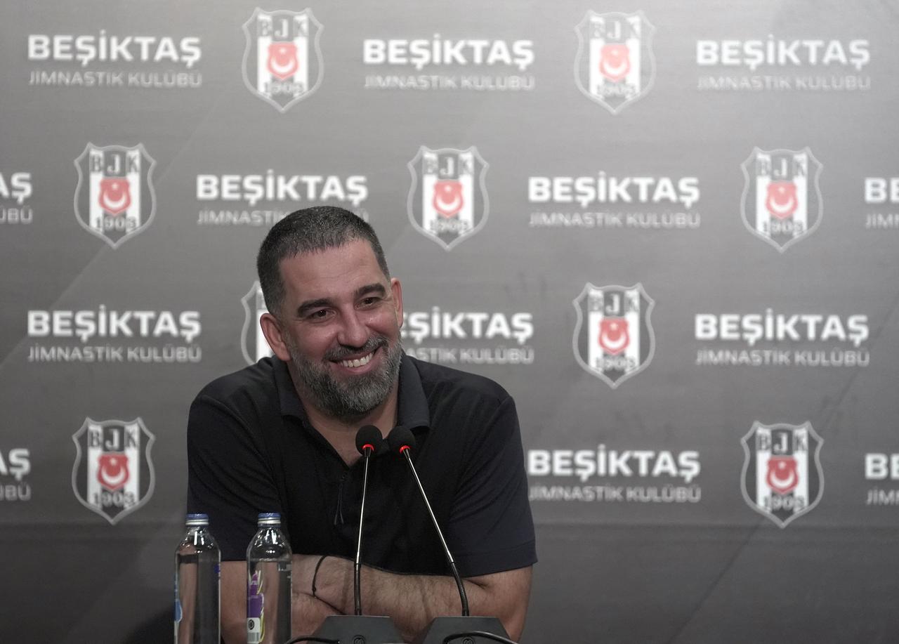 Head coach Arda Turan of Shakhtar Donetsk speaks during a press conference after the UEFA Europa League second qualifying round first leg match against Shakhtar Donetsk at Tupras Stadium in Istanbul, Türkiye, on July 24, 2025. (AA Photo)