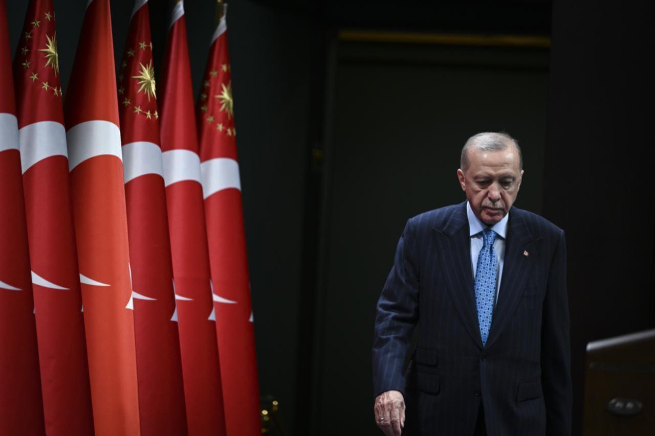 President Recep Tayyip Erdogan makes a statement to the press members after chairing the cabinet meeting held at the Presidential Complex in Ankara, Türkiye on June 16, 2025. (AA Photo)