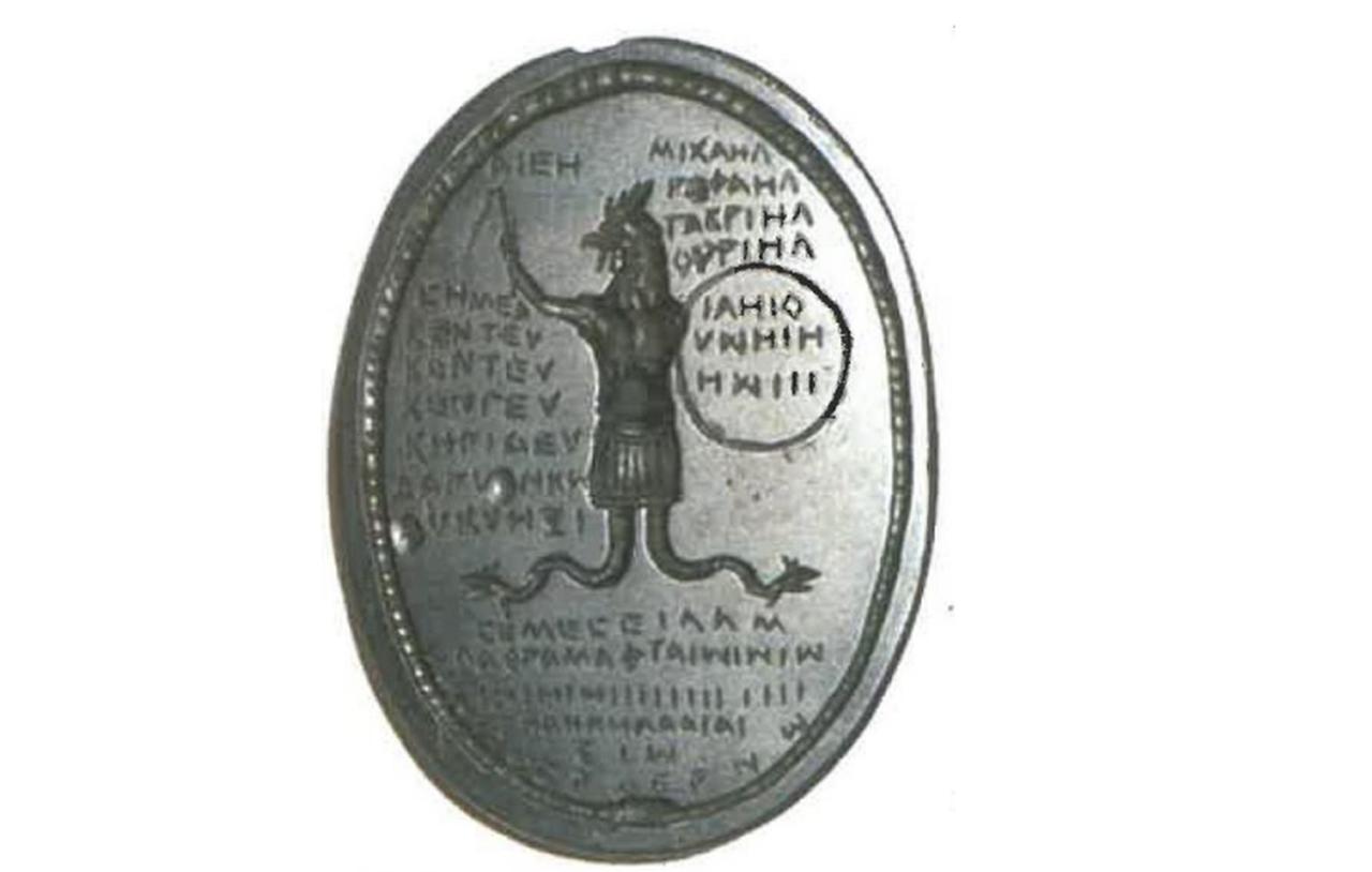 An amulet inscribed with the name Abrasax. (Photo via Kutalmis Gorkay & Musa Kadioglu)