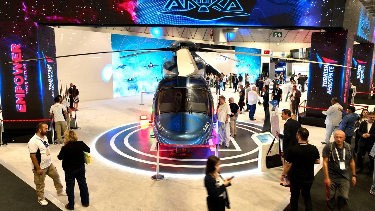 A general view of TAI stand of the 17th edition of the International Defense Industry Fair (IDEF) 2025 in Istanbul, Türkiye on July 24, 2025. (AA Photo)