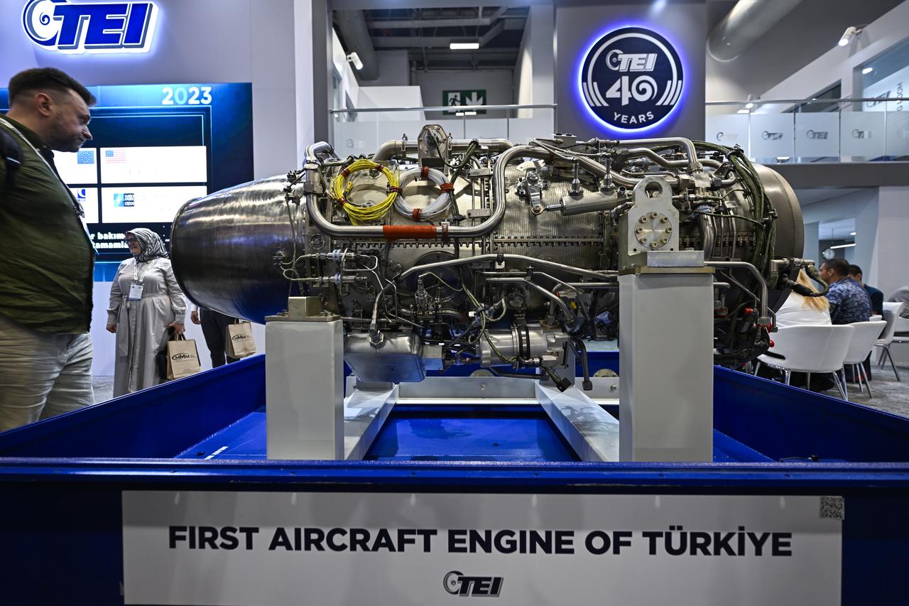 Türkiye's first indigenous Turbofan Engine TF6000 at IDEF 2025 in Istanbul on 25 July, 2025. (AA Photo)