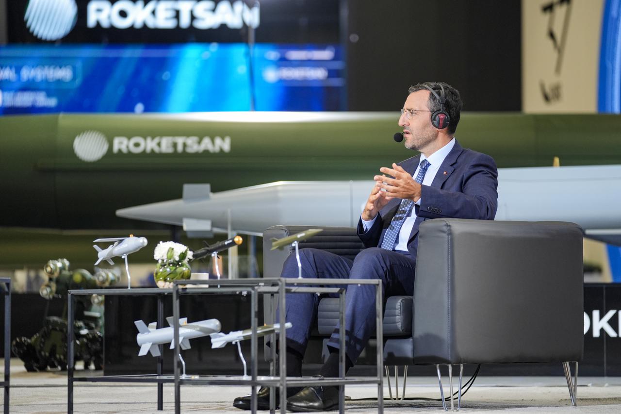 Roketsan General Manager Murat Ikinci speaking at the Anadolu Agency Technology Desk in Istanbul, Türkiye on 26 July, 2025. (AA Photo)