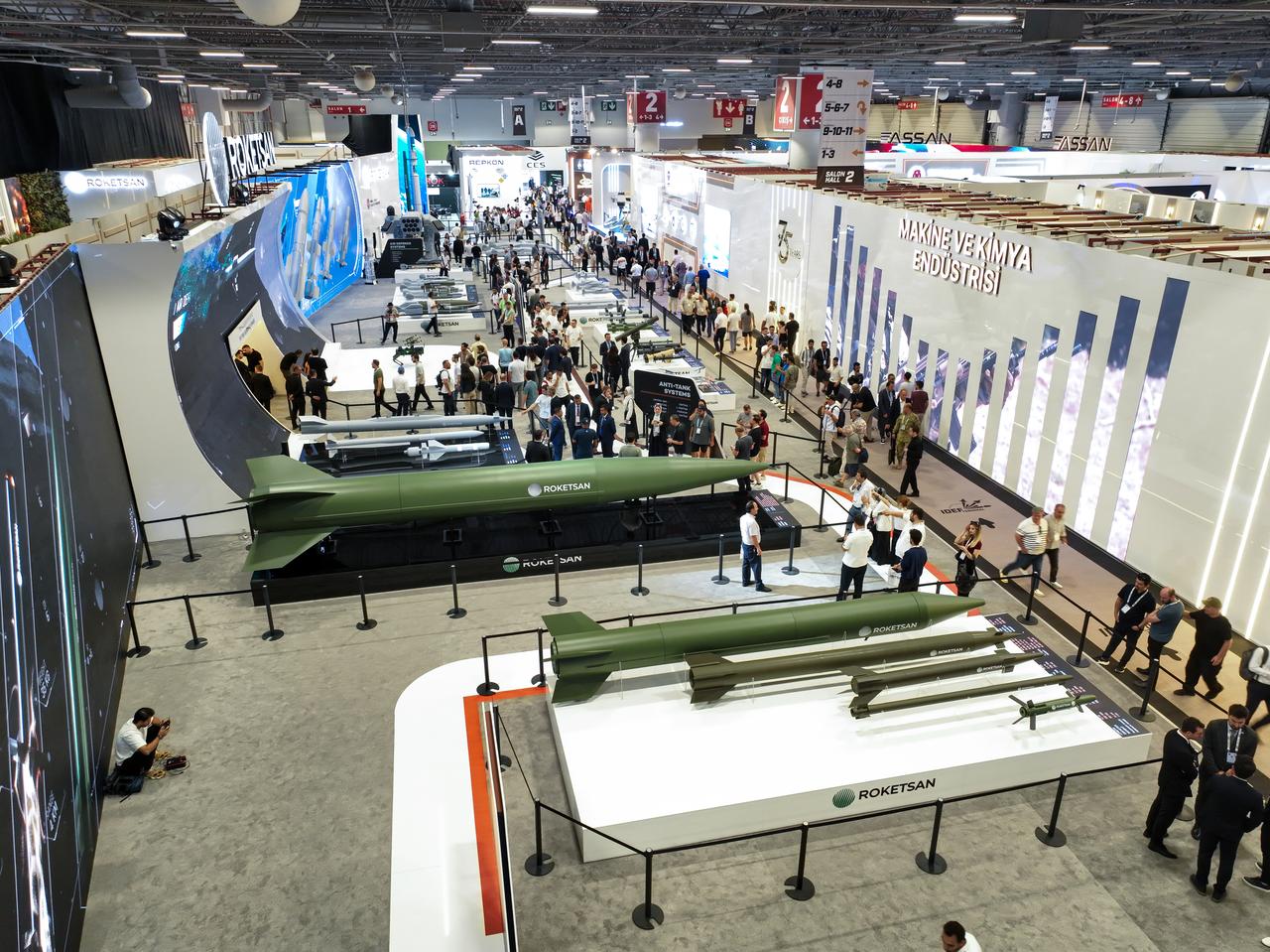 Roketsan's missiles are showcased at 17th International Defense Industry Fair (IDEF 2025) in Istanbul, Türkiye on July 26, 2025. (AA Photo)