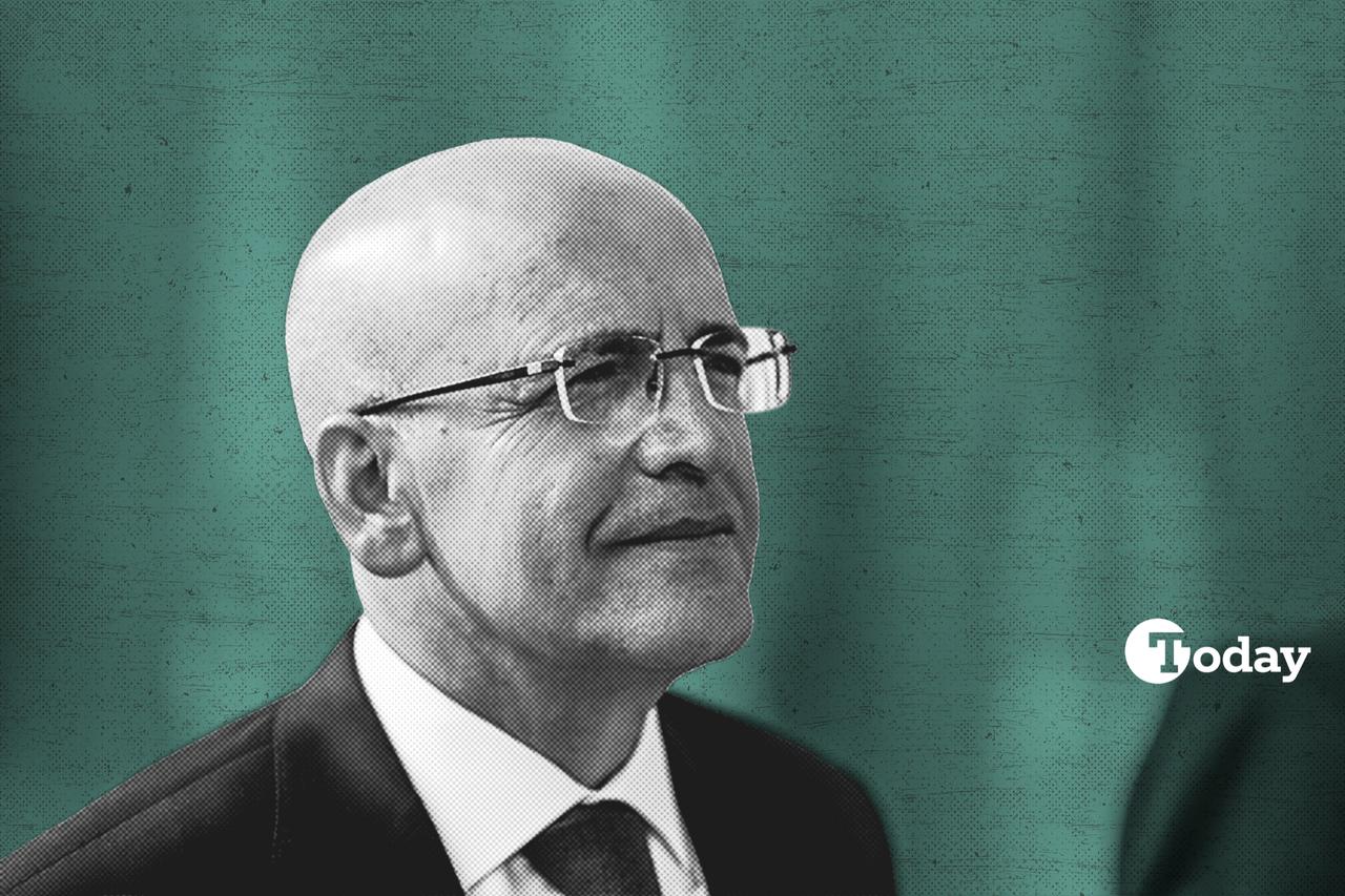 Finance Minister Mehmet Simsek is seen during a public appearance in Türkiye. (Collage by Türkiye Today)
