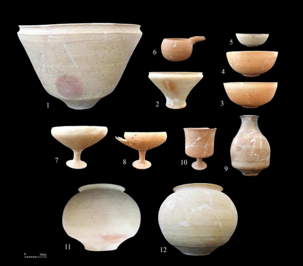 Pottery assemblage found in Grave 12, Trench 14, at Chalow. (Photo via Ali A. Vahdati)