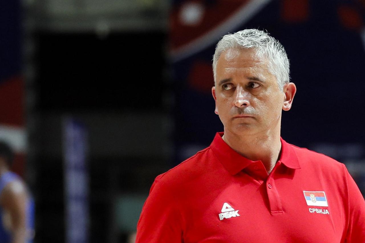 Then-Serbias head coach Igor Kokoskov looks on during the FIBA Men’s Olympic Qualifying Tournament match between Serbia and Philippines, on June 30, 2021, in Belgrade. (AFP Photo)
