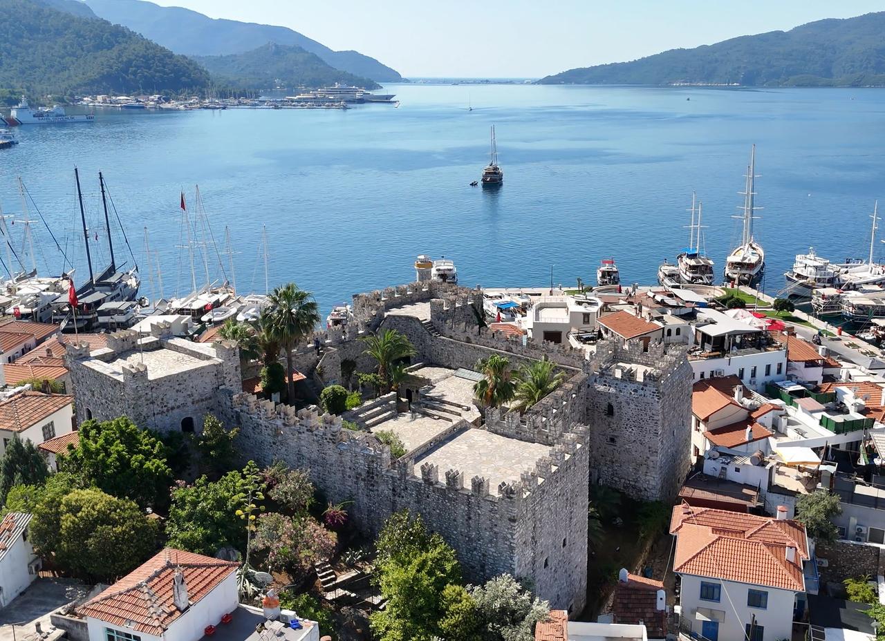 An aerial view of Marmaris Castle and Archaeology Museum in the Marmaris district of Mugla, Türkiye, July 2, 2025. (AA Photo)
