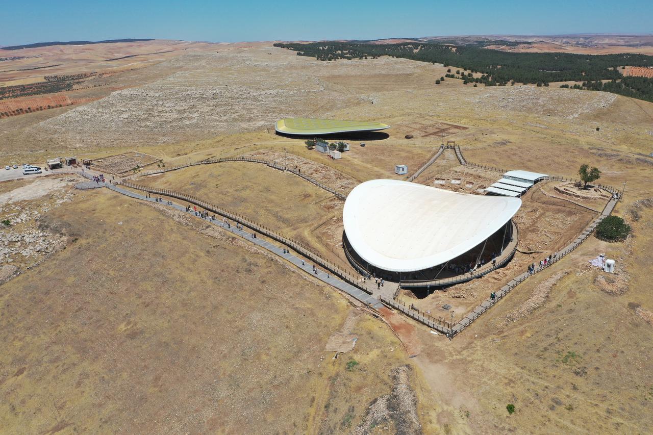 An aerial view of Gobeklitepe, described as the “zero point of history” and inscribed on the UNESCO World Heritage List in 2018, in Sanliurfa, Türkiye, July 2, 2025. (AA Photo)