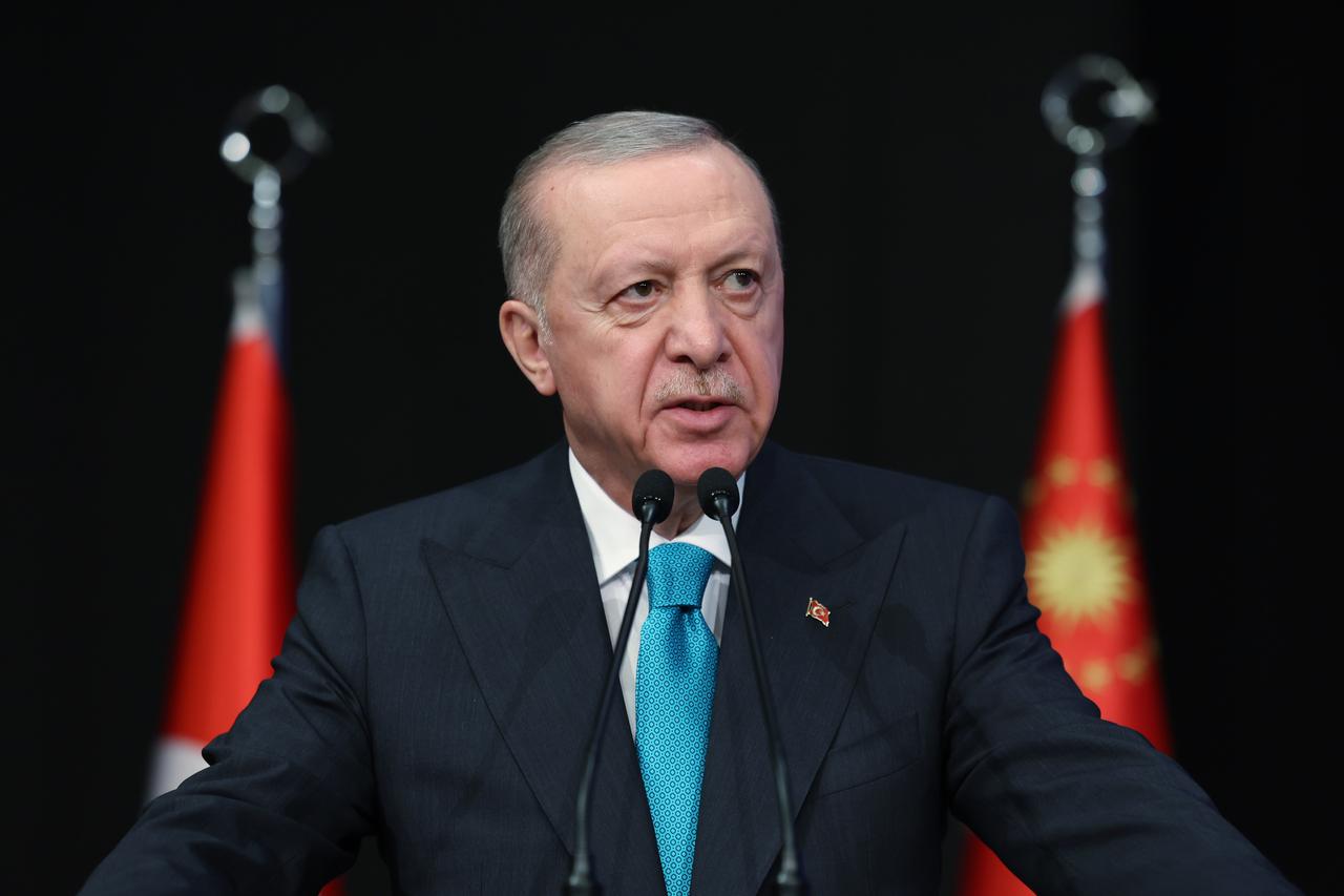President and Leader of the Justice and Development (AK) Party Recep Tayyip Erdogan makes a speech during the Meeting with Provincial Heads at the AK Party Headquarters in Ankara, Türkiye on July 01, 2025. TUR Presidency / Mustafa Kamaci/AA)