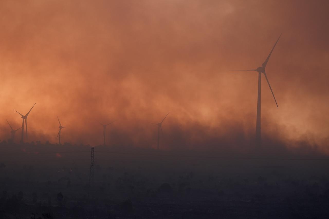 Firefighters struggle to contain blaze amid fierce winds in Izmir's Cesme, Odemis Image