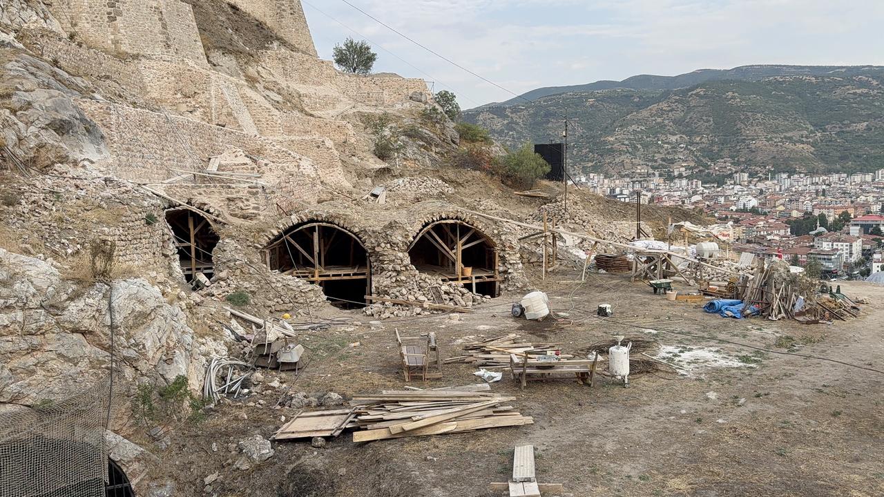 Restoration work at Tokat Castle in Türkiye, where Count Dracula is believed to have been held captive for a time, July 29, 2025. (IHA Photo)