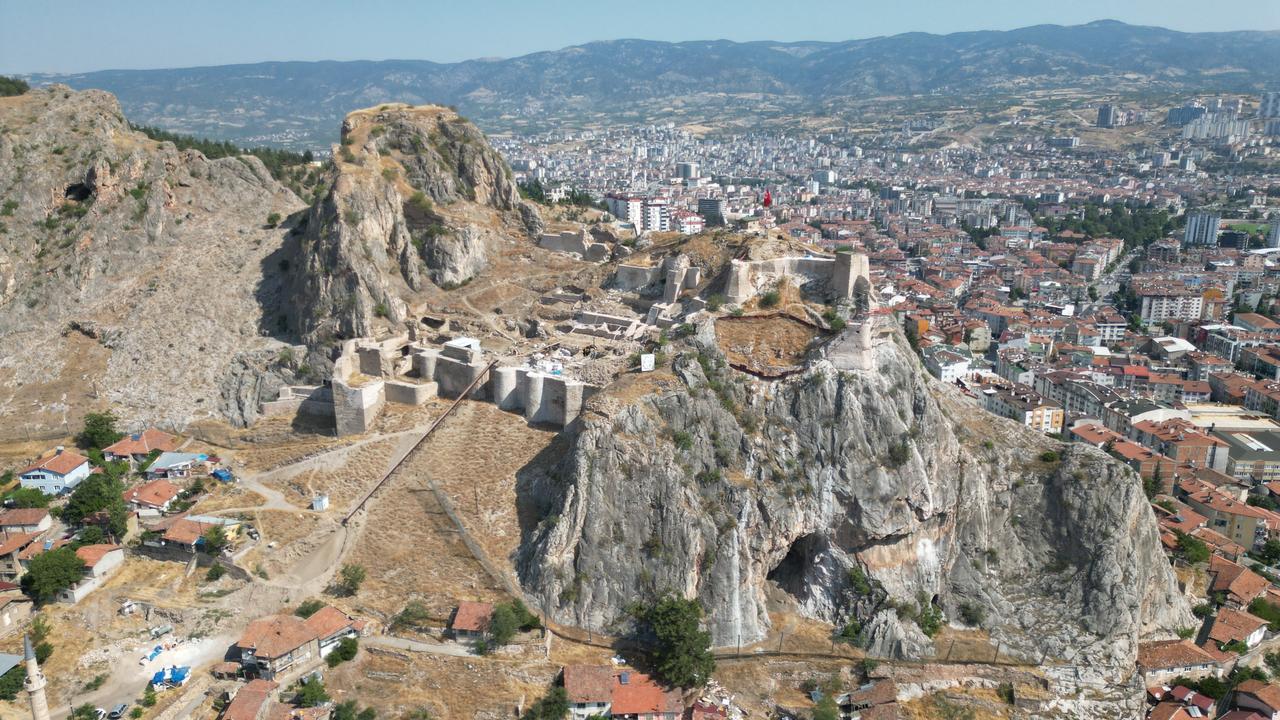 An aerial view of Tokat Castle in Türkiye, where Count Dracula is believed to have been held captive for a time, July 29, 2025. (IHA Photo)