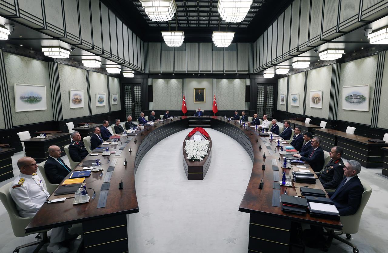 Turkish President Recep Tayyip Erdogan chairs the National Security Council (NSC) meeting at the Presidential Complex in Ankara, Türkiye, on July 30, 2025. (AA Photo)