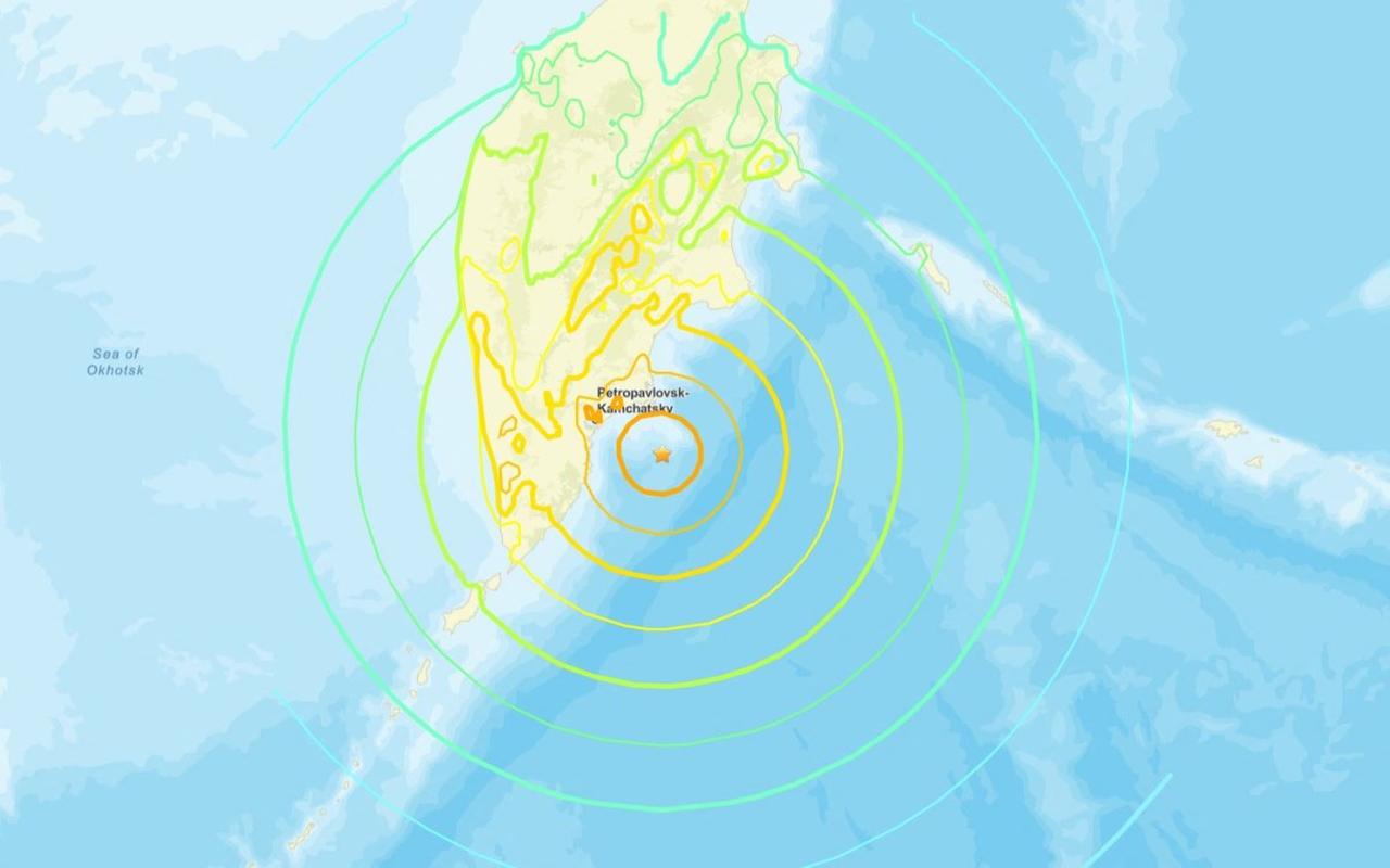 This image courtesy of the US Geological Survey (USGS) shows the epicenter of an 8.8 earthquake that hit off of Russia's far east, July 30, 2025. (AFP Photo/USGS)
