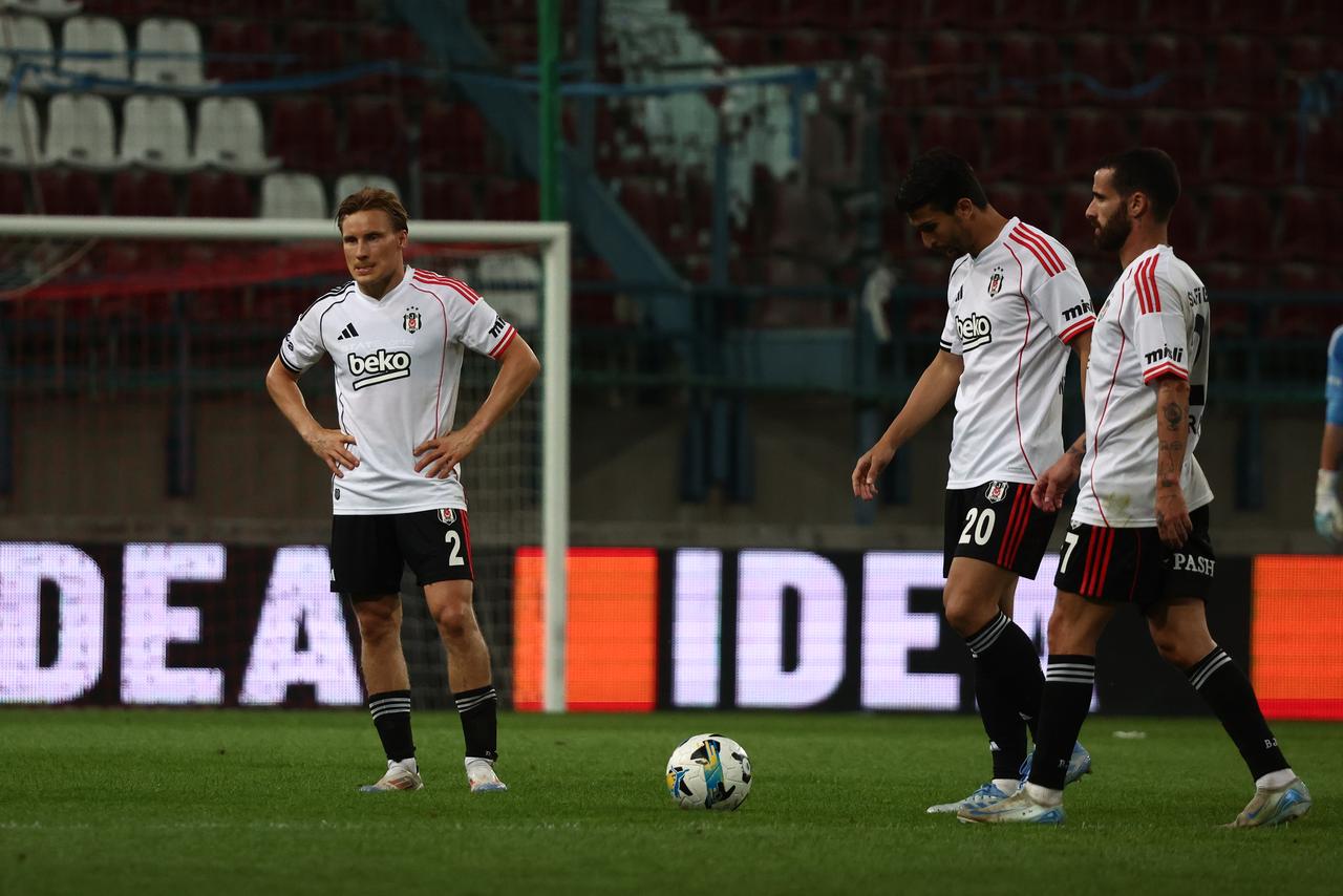 Players of Besiktas are seen upset at the end of the UEFA Europa League second qualifying round rematch between Shakhtar Donetsk and Besiktas at Henryk Reyman Municipal Stadium in Krakow, Poland on July 31, 2025. (AA Photo)
